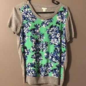 J. Crew floral short sleeve blouse